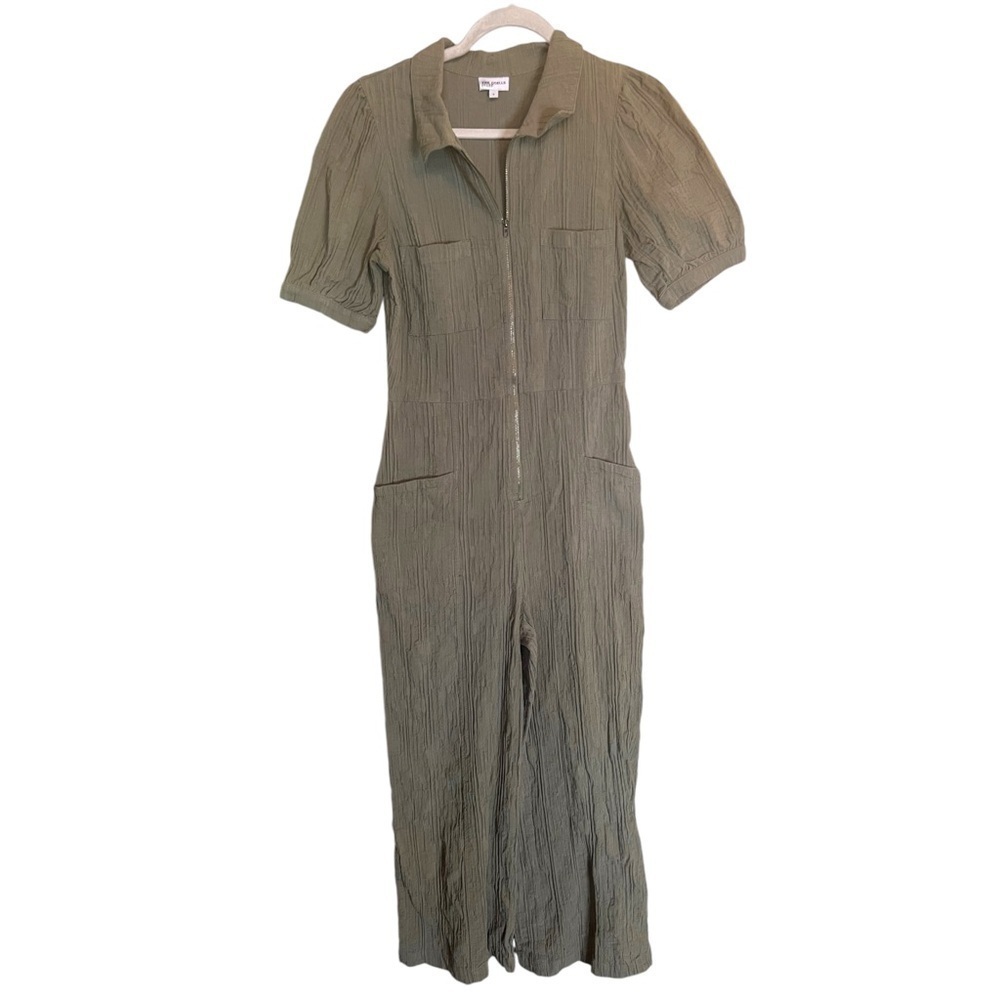 ▶️ The Odells x Anthropologie ◀️ Army Green Textured Utility Jumpsuit Size 6 - Picture 10 of 17